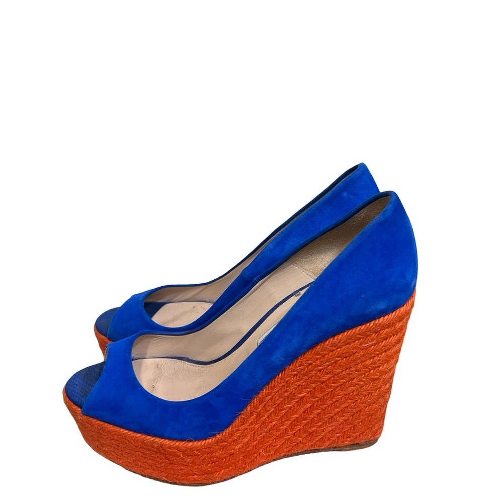 Brian Atwood Suede Peep-Toe Wedge Espadrille 39 8,5